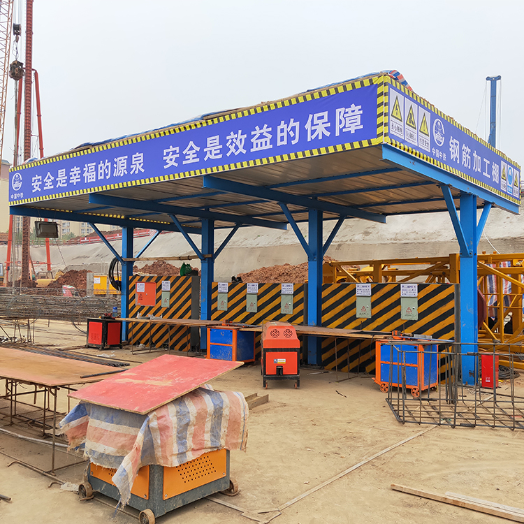 单立柱钢筋棚 双立柱钢筋加工防护棚 工地施工木工棚小型机械棚