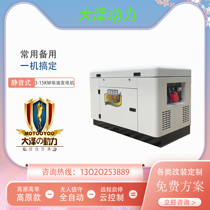 10KW静音柴油发电机 大泽动力TO14000ET