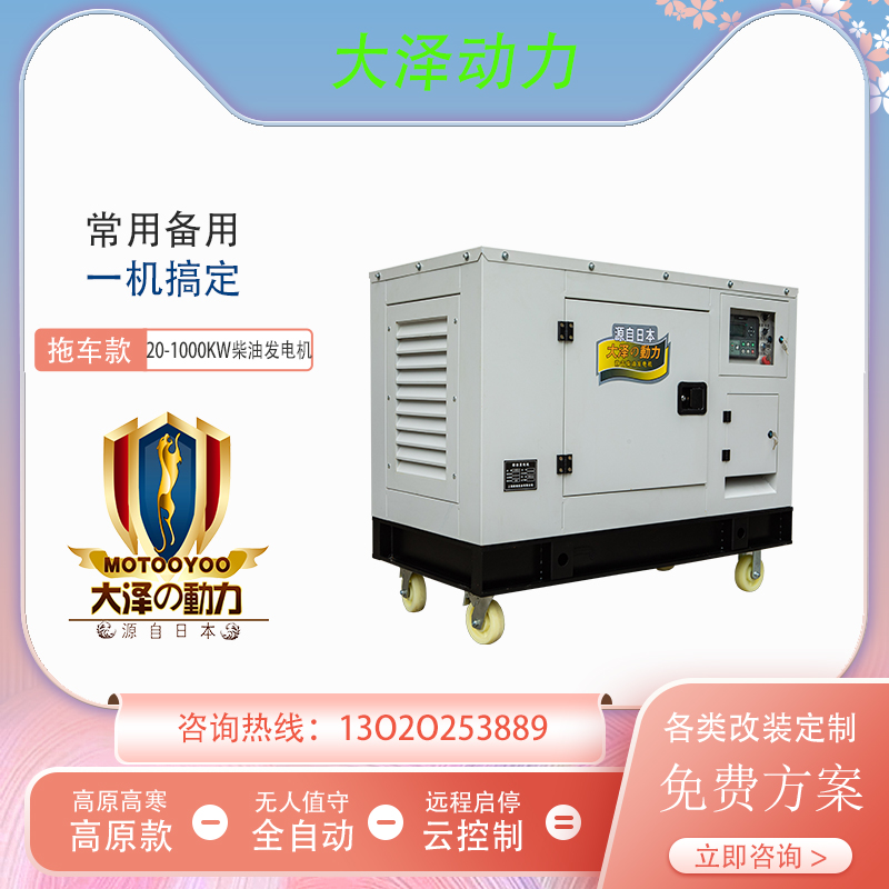 四缸20KW静音柴油发电机 大泽动力TO22000ET