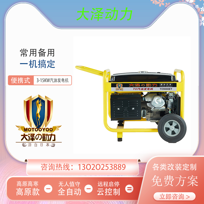 小型便携式5KW汽油发电机TO6500ET-G大泽动力