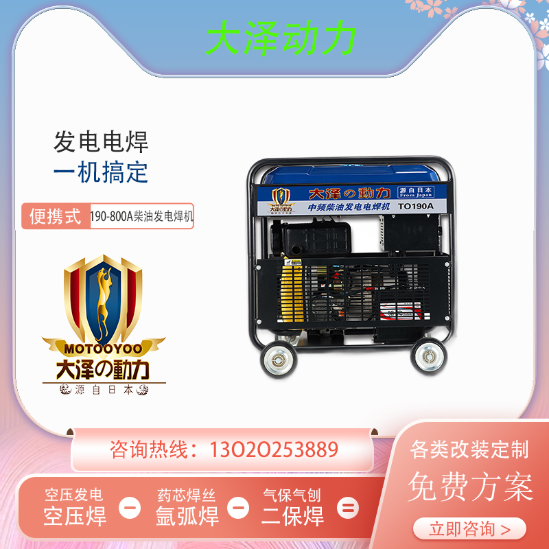 190A柴油发电电焊机 大泽动力TO190A