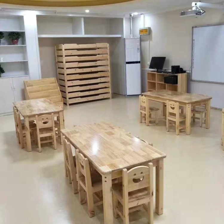 幼儿园实木桌椅 儿童学习绘画长方桌 早教家具定做