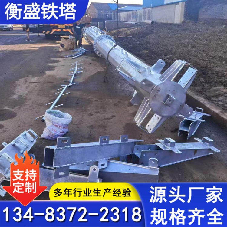热镀锌钢结构电力钢管杆 八边形焊接 信号标志杆