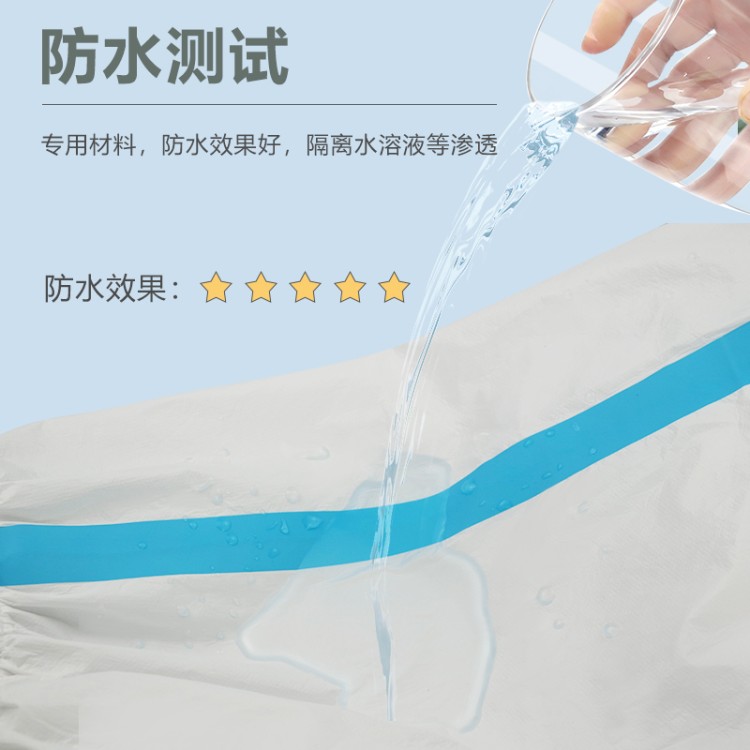 蓝色胶条三连体防护服 实验室隔离防护 抗静电不起球 源头工厂价