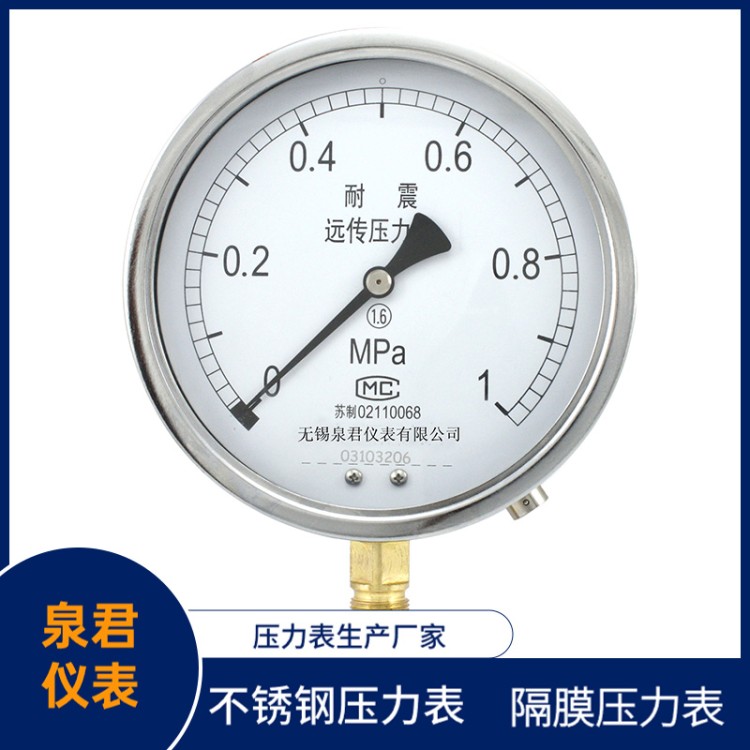 不锈钢膜盒压力表 泉君仪表供应 质量有保障