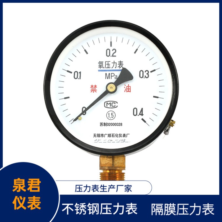 氧压力表 泉君仪表生产供应 工业设备 源头厂家