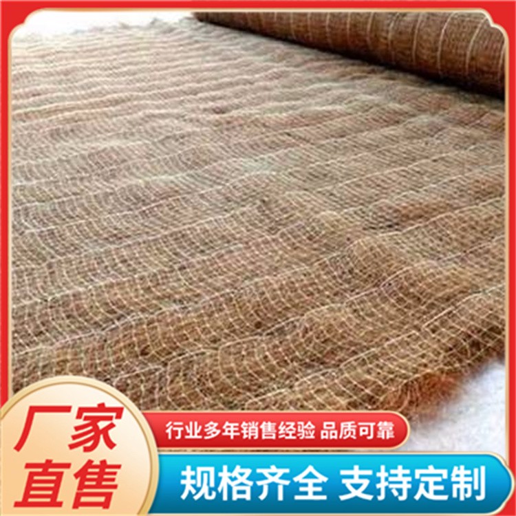 河道护坡绿化抗冲生物毯 草籽椰丝毯 加筋植物纤维毯