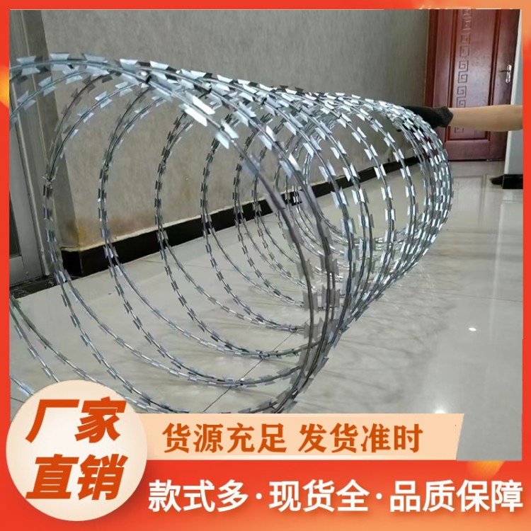 刀片刺绳防护网304不锈钢刺丝滚笼刺网带刺铁丝围墙 防爬刺防盗网