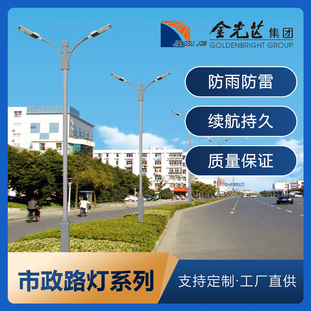 金光芒厂家供应市政LED城市道路建设双臂道路照明灯市电路灯