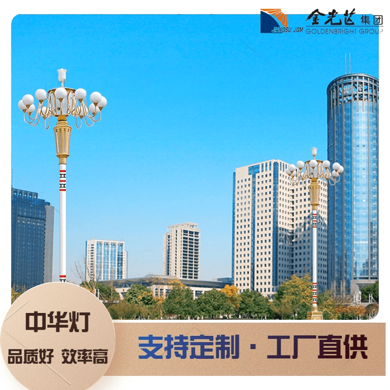中华灯玉兰灯户外防水5-12m多头景观灯led广场组合道路照明灯