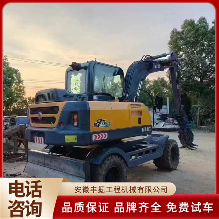 新 源75轮挖 二手挖掘机 城市工程绿化管道施工