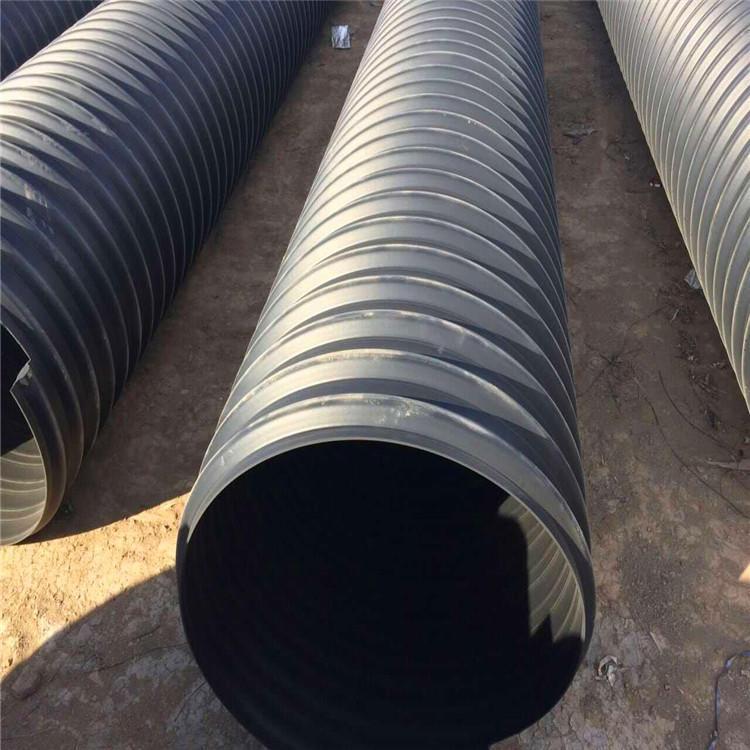 PE钢带管 大口径排水钢带波纹管 环刚度SN8黑色埋地下水管