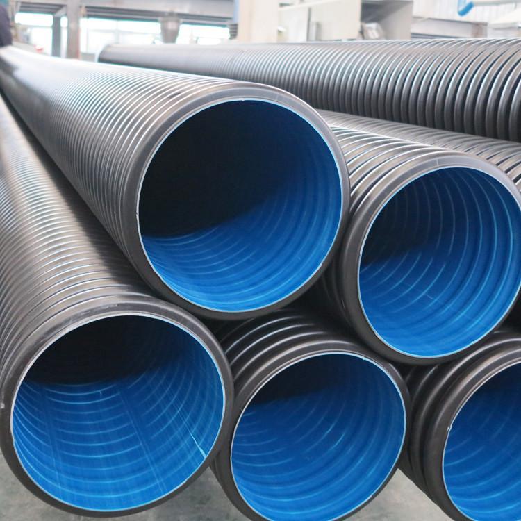 塑料雨水管螺纹 建筑给排水 雨污水管道 黑色蓝色双壁波纹管