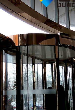 巨恒弧形门风幕机彩色不锈钢定制智能遥控型旋转门风幕机