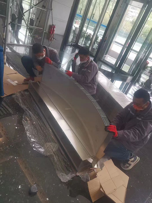 转门不锈钢风幕机 定制弧形风帘机 屏蔽里外温差