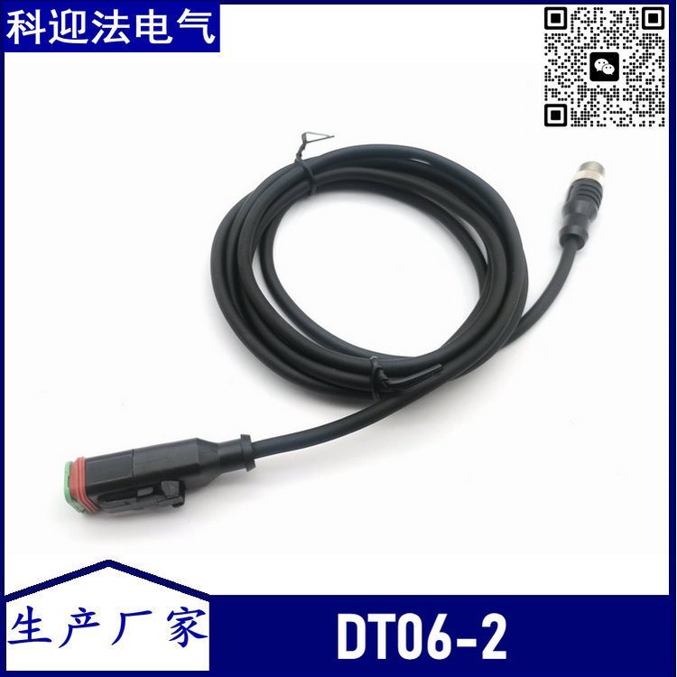 科迎法定制德驰DT06-2预制一体式线束转接m12连接器