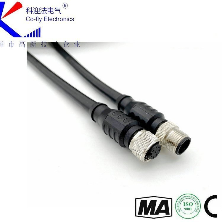 A-code 预注一体式m12连接器8芯母头直带PRU PVC屏蔽型