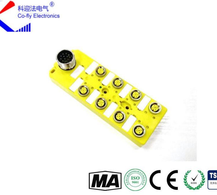 8端口8点M12分线盒分体式带M23插座12双通道PNP NPN型传感器