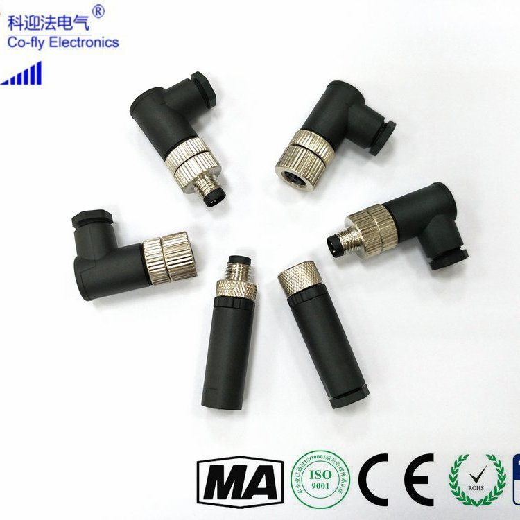 M8螺丝压紧式自接头 直型 90度弯角型工业传感器用