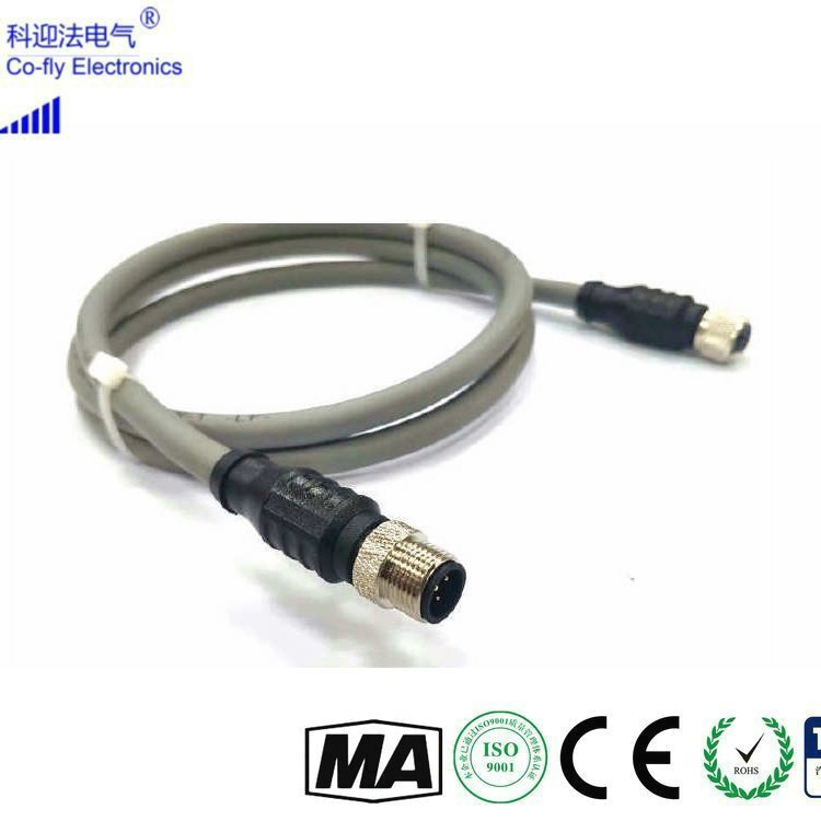 科迎法CAN总线通迅细缆 A编码5芯M12连接器带线