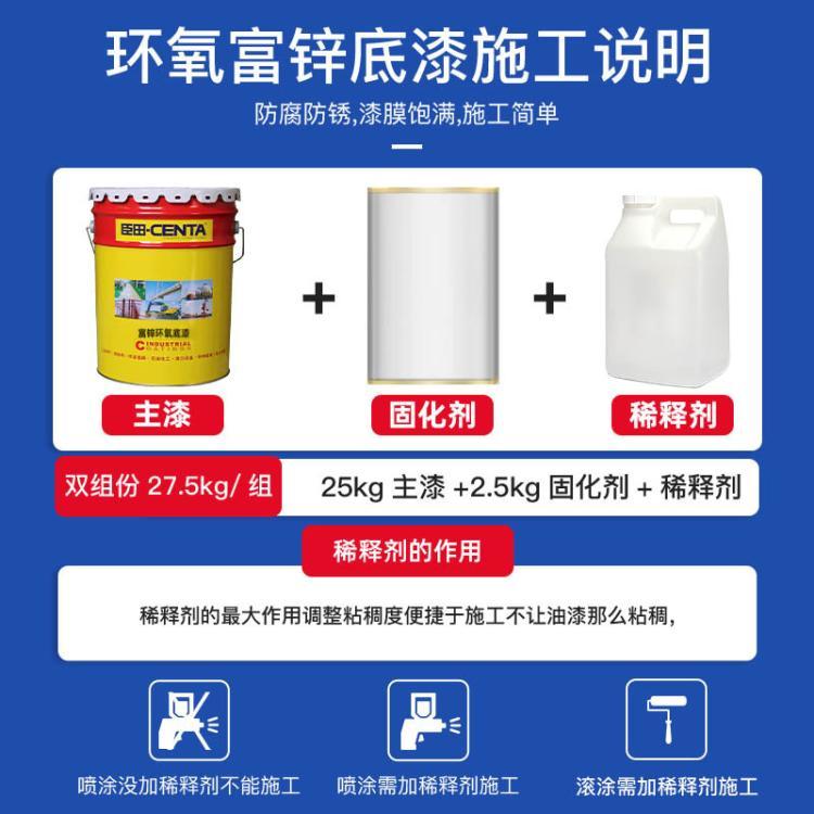 环氧富锌底漆户外金属漆钢结构防腐树脂铁栏杆中灰防锈云铁中间漆
