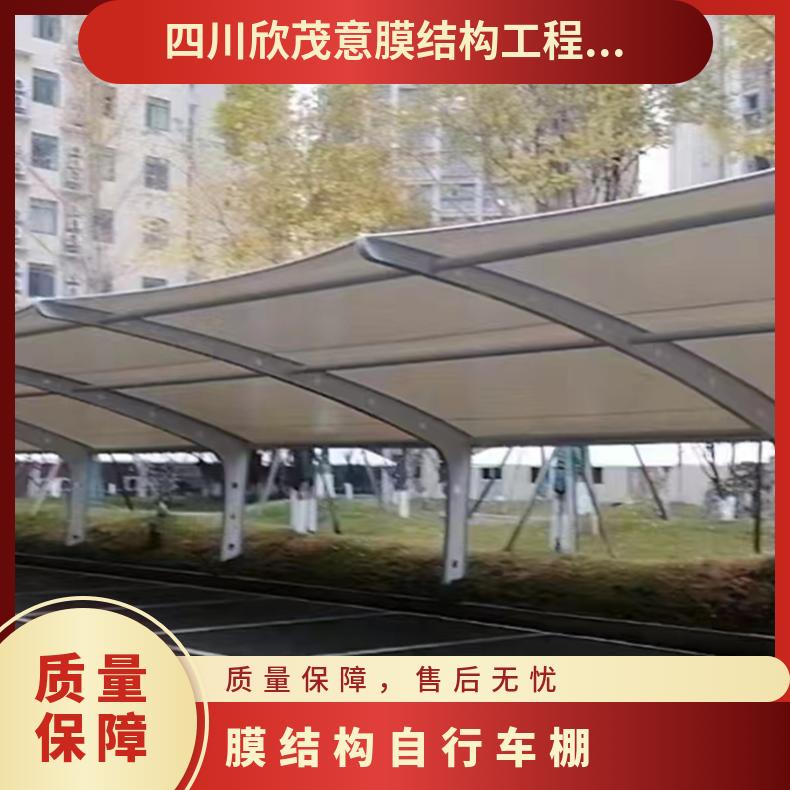 学校自行车膜结构停车棚 防晒挡雨 双面斜拉式工厂提供设计/安装