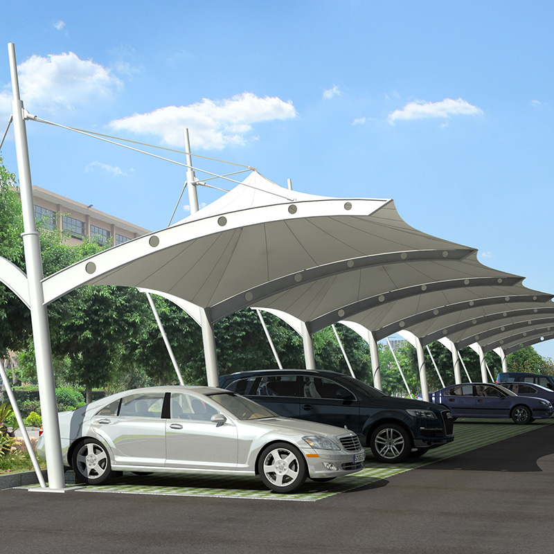 承接膜结构停车棚新能源汽车充电桩棚小区电瓶自行车雨棚