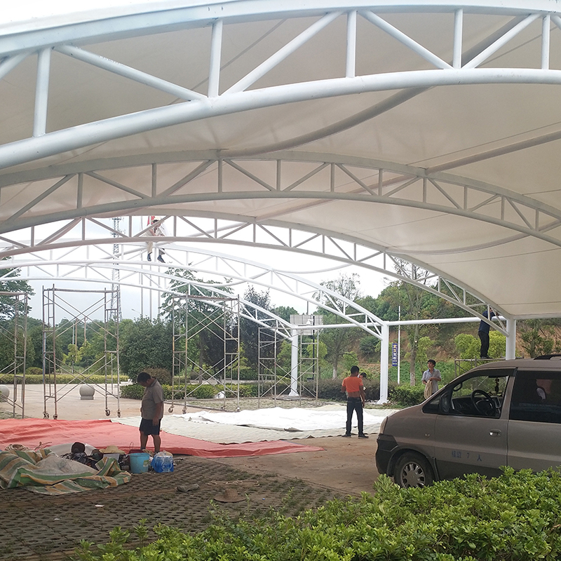 膜结构停车棚 张拉膜雨棚 户外景观汽车棚定制
