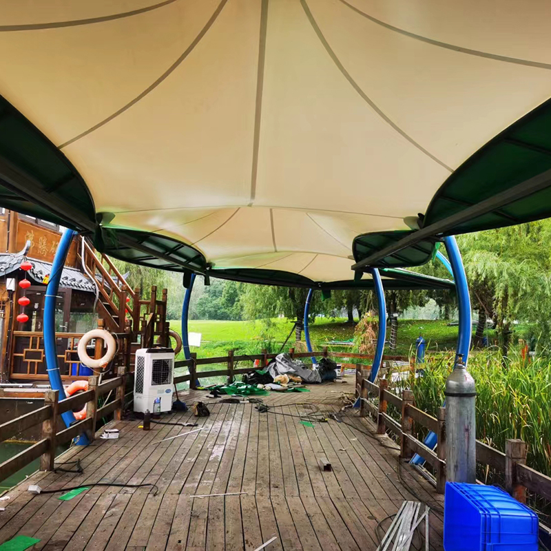 张拉膜顶棚 景观膜结构车棚 体育场看台 景区遮阳棚