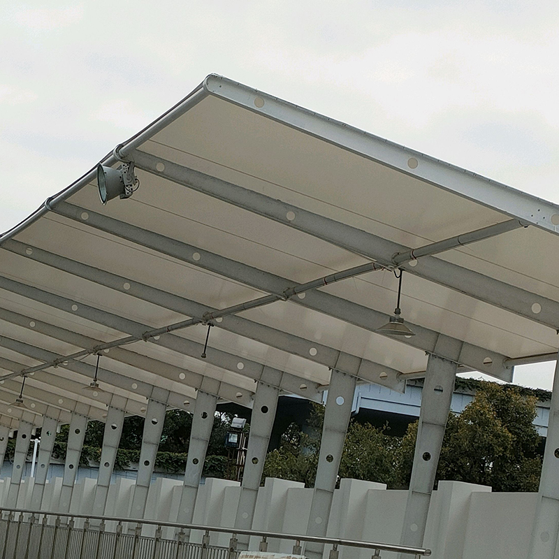 膜结构汽车停车棚大自行车棚型膜批售立柱拉杆式遮阳雨棚