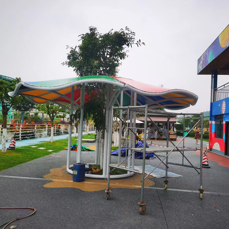 游泳池景观膜结构 欣茂意泸 州园林风景索膜具有实用性