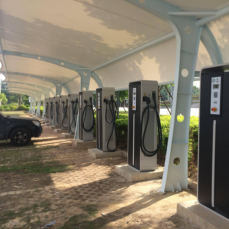 膜结构自行车棚停车棚小区充电桩钢结构车库棚员工电动车遮阳棚