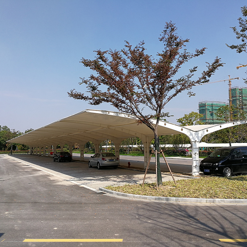 7字型双开膜结构拉杆型 耐晒挡风遮雨膜材 多色可选 充电停车棚