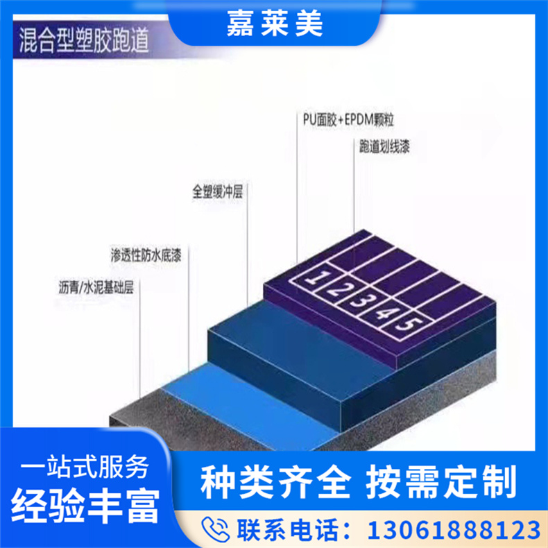 EPDM彩色颗粒 混合型塑胶跑道 耐磨环保 可施工 美采
