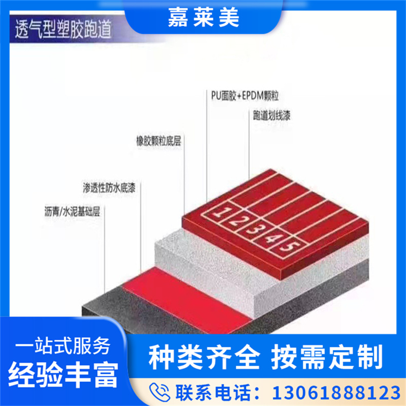 学校体育场塑胶跑道 运动epdm橡胶跑道施工材料