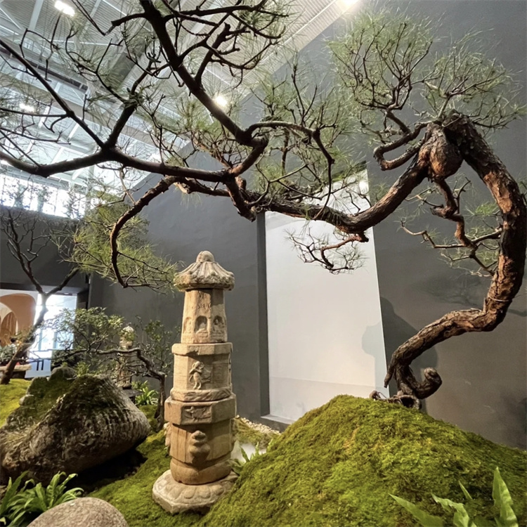 仿真树松树迎客松新中式装饰楼梯下摆件室内大型景观假树绿植造景