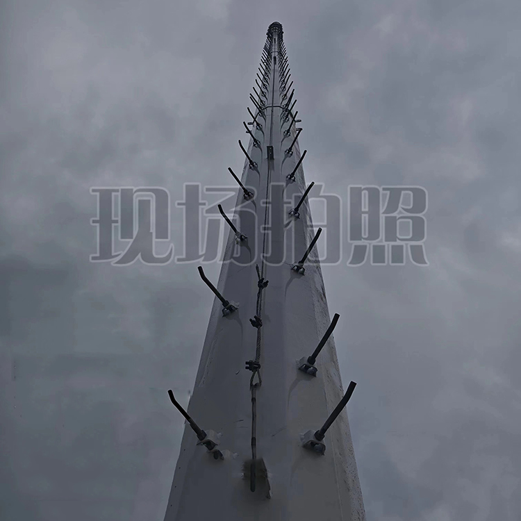 5G信号塔一体化基站兆宇单管通讯塔楼顶信号抱杆