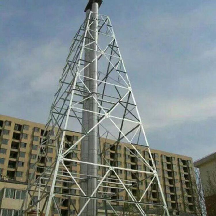 高层加固井字烟囱支撑架塔兆宇角钢四柱三管烟囱塔