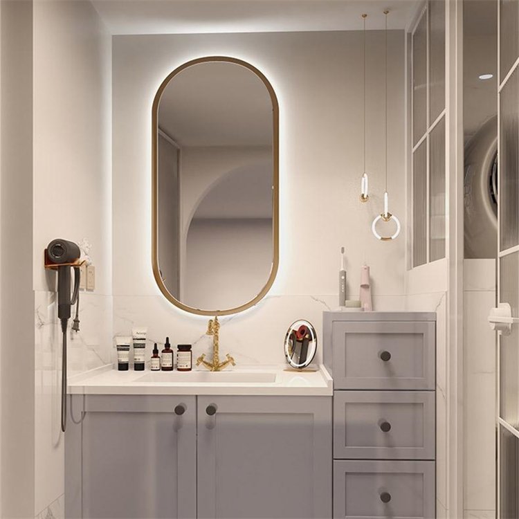 LED灯高清防雾卫浴镜 壁挂浴室全身镜 不锈钢包边镜