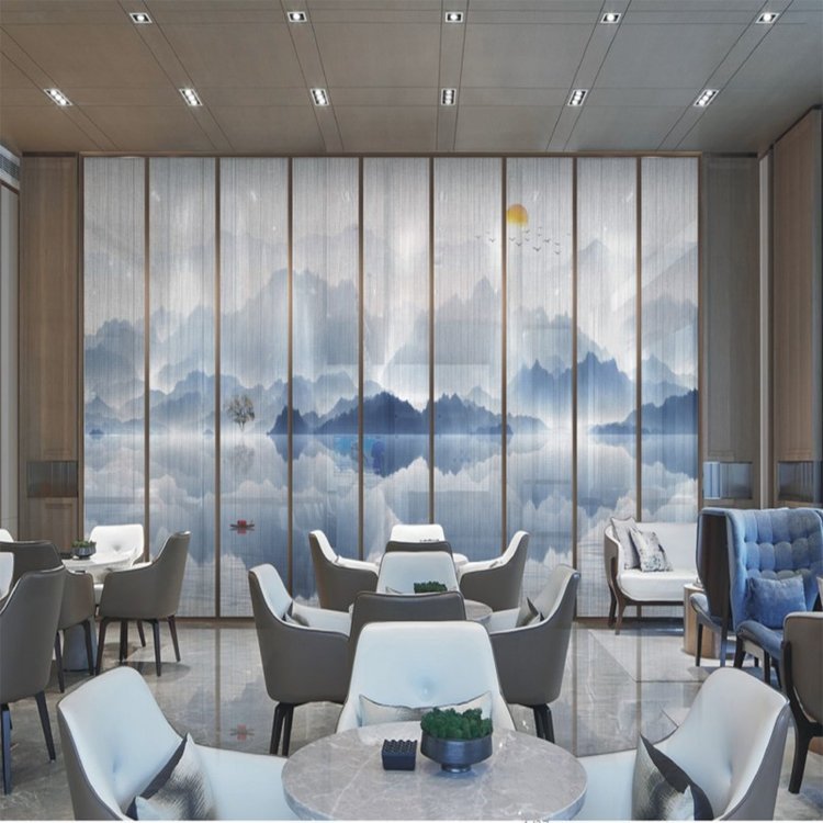 北欧轻奢玄关长虹艺术玻璃隔断彩色折叠发光屏风装饰淋浴房防爆