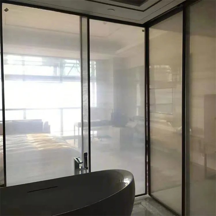 酒店玄关隔断 变色夹丝玻璃 风格简约大方 定制化服务 生产厂家