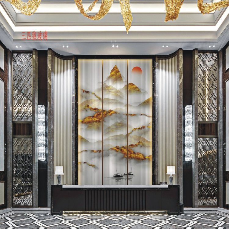 夹丝玻璃 背景墙隔断绢丝玻璃加工定制 艺术超白防爆玻璃钢化