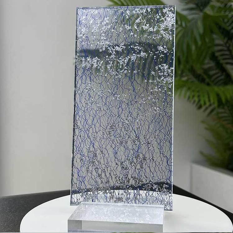 钢化夹丝隔断屏风定制酒店艺术玻璃山水画双层夹胶夹绢推拉门