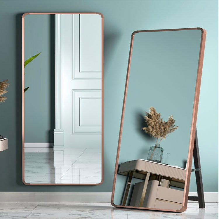 定制批发法式复古实木镜欧美式家用落地全身镜 少女ins怀旧穿衣镜