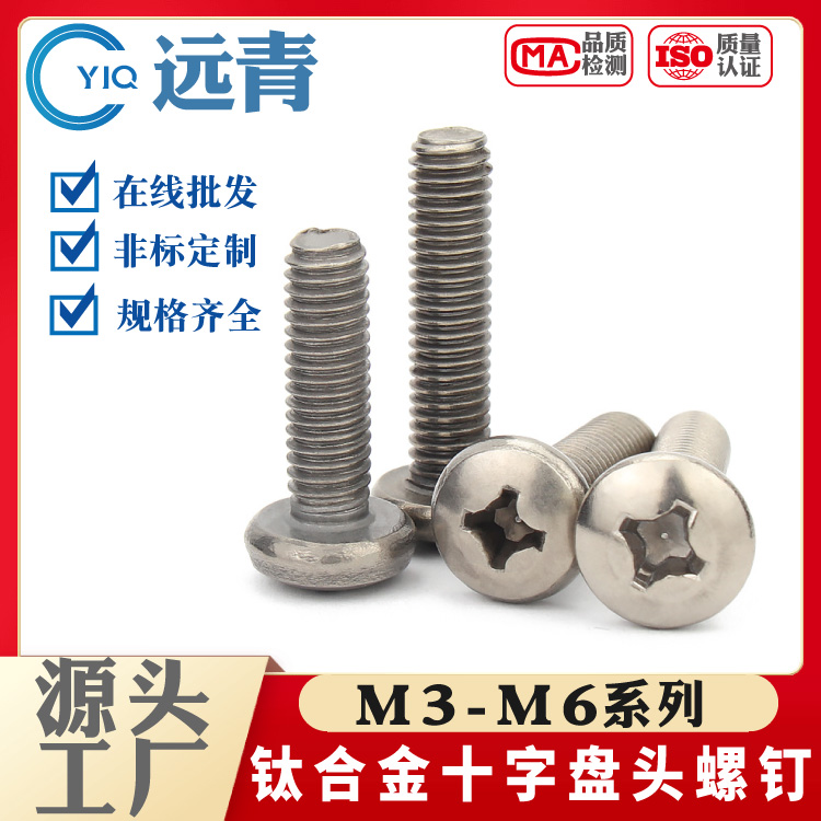 钛螺丝 纯钛818盘头圆头十字螺栓圆头螺钉 钛合金机钉