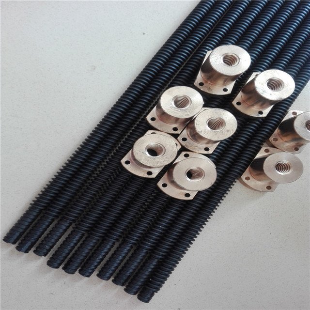 非标梯形丝杆 TR184 20 22 25 28 Q235铸铁 四方圆柱法兰铜螺母 发黑防锈