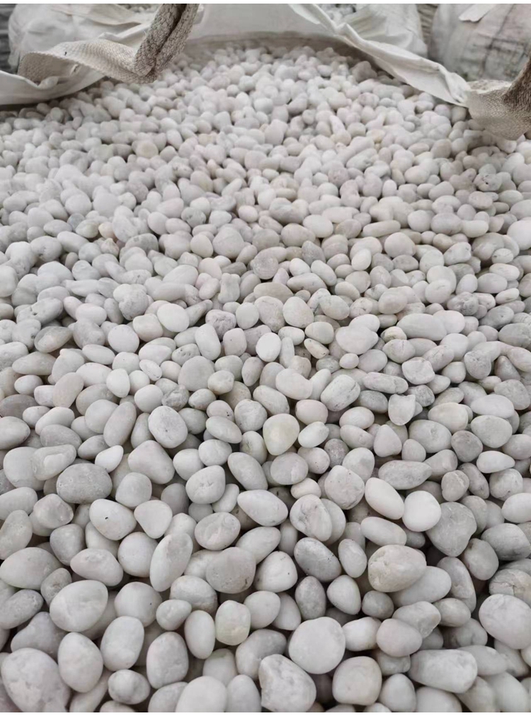 白色鹅卵石园林脚踏石汀步 别墅造景装饰铺路雨花石 纹理清晰 江石汇