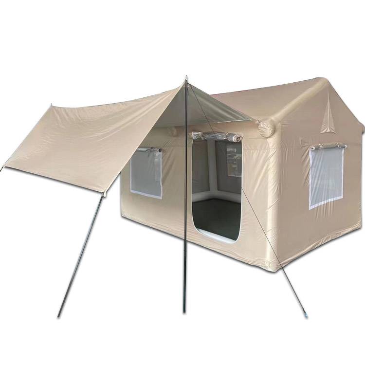 定制复古房型露营帐篷户外折叠加厚一体式速开充气营地棉布帐篷