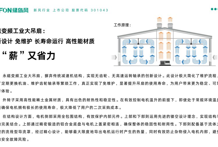 工业大吊扇使用周期长可定制 低能耗高效率 绿岛风