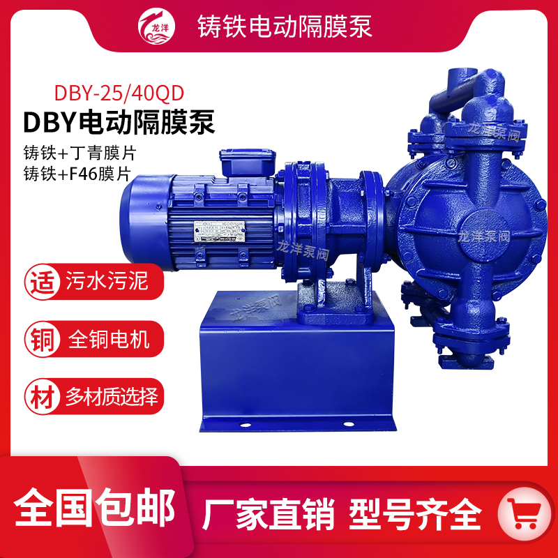 龙洋泵阀 DBY 铸铁电动隔膜泵 适用污水污泥 全铜电机